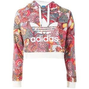 Adidas Floral Cropped Hoodie